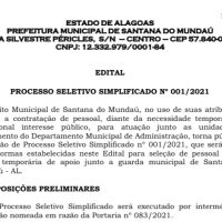 Sindguarda protocola ofício contra processo seletivo temporário em Santana do Mundaú