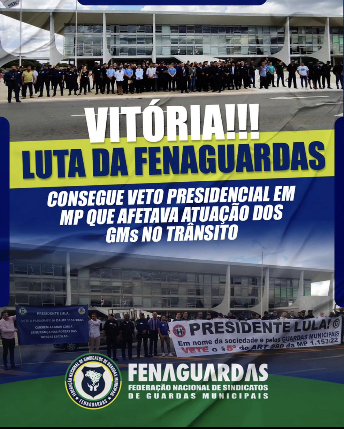 VITÓRIA: LUTA DA FENAGUARDAS consegue veto presidencial em MP que afetava atuação dos GMs no trânsito