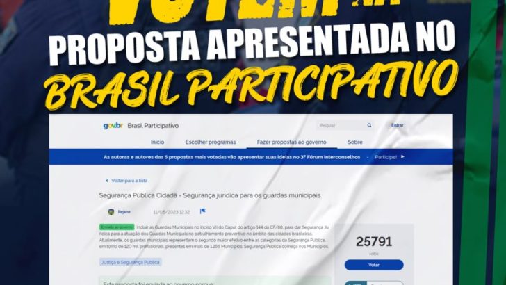 FENAGUARDAS orienta que GMs participem da votação de proposta no Brasil Participativo